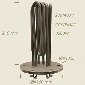 3500 W Covemat Heizwiderstand mit Flansch Ø 150 6 Löcher l=210