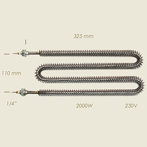 resistenza alettata l=325 2000 W 1/4"