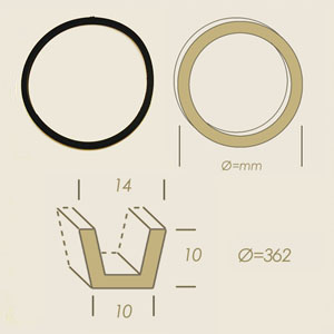 HERCLOR round drycleaning viewing panel gasket 362 with V section 14x10x10