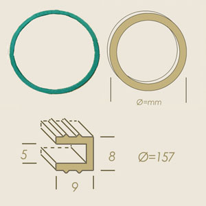 runde Viton Dichtung 157 mit U Schnitt 5x9x8 für Glas