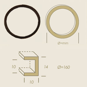 runde HERCLOR Dichtung 160 mit U Schnitt 10x10x14 für Glas