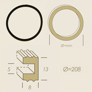 guarnizione Herclor tonda 208 sezione ad U 5x8x13