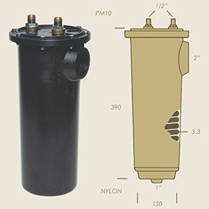 PM10 nylon condenser with nickeled serpentine A=350 B=140