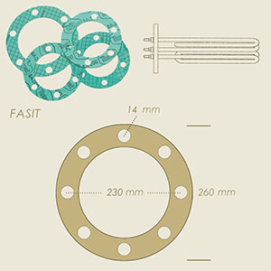 BM gasket Ø 260 8 holes A=183 B=230 C=260 D=14