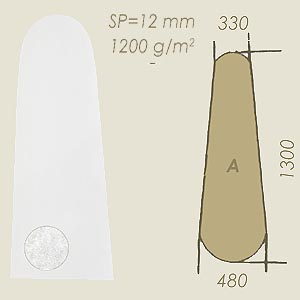 fieltro cortado sp=12 modelo A A=330 B=1300 C=480