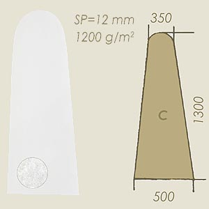 fieltro cortado sp=12 modelo C A=350 B=1300 C=500