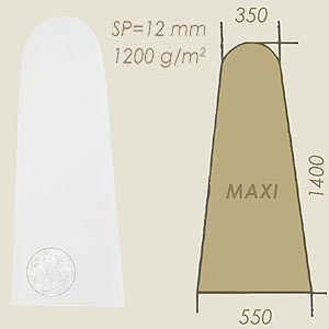 feltro tagliato sp=12 modello MAXI A=350 B=1400 C=550