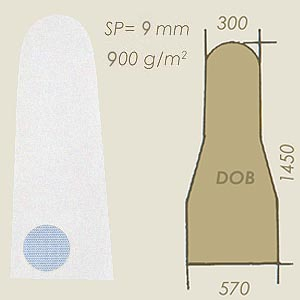 cutted felt sp=9 model DOB with net A=300 B=1450 C=570