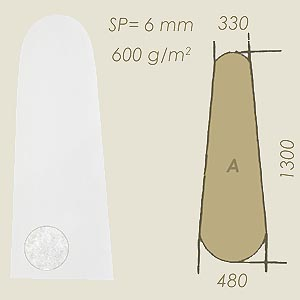 fieltro cortado sp=6 modelo A A=330 B=1300 C=480