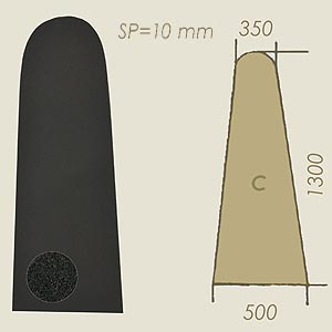 geschnittener Schaumstoff anthrazit sp=10 Modell C A=350 B=1300 C=500